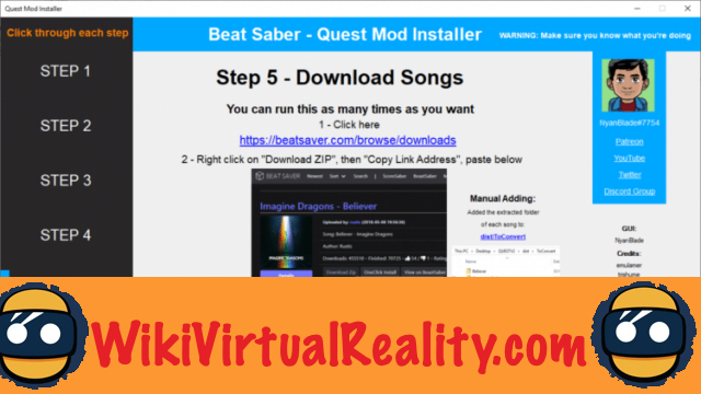 Uno strumento per installare la tua musica per Beat Saber su Oculus Quest